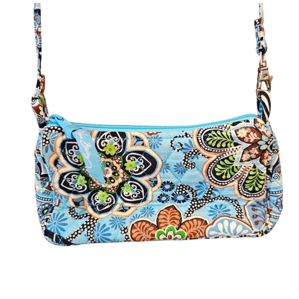 Vera Bradely Floral Bali Blue Crossbody Bag - Picture 3 of 9